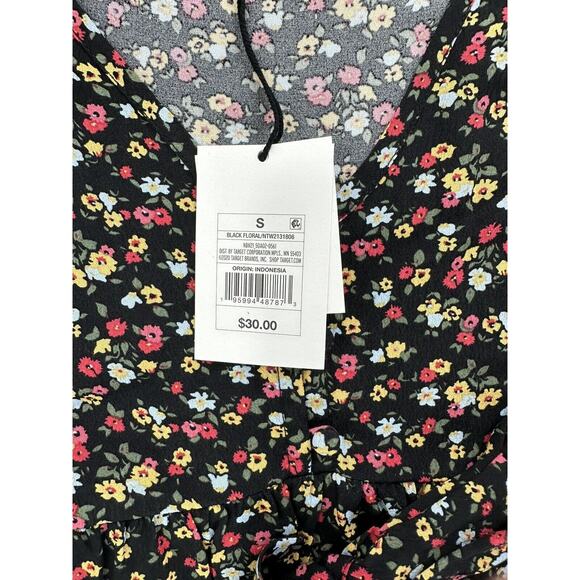 The Nines by Hatch Womens Blouse Size Small V-Neck Black Floral NWT Long Sleeve - Picture 5 of 10
